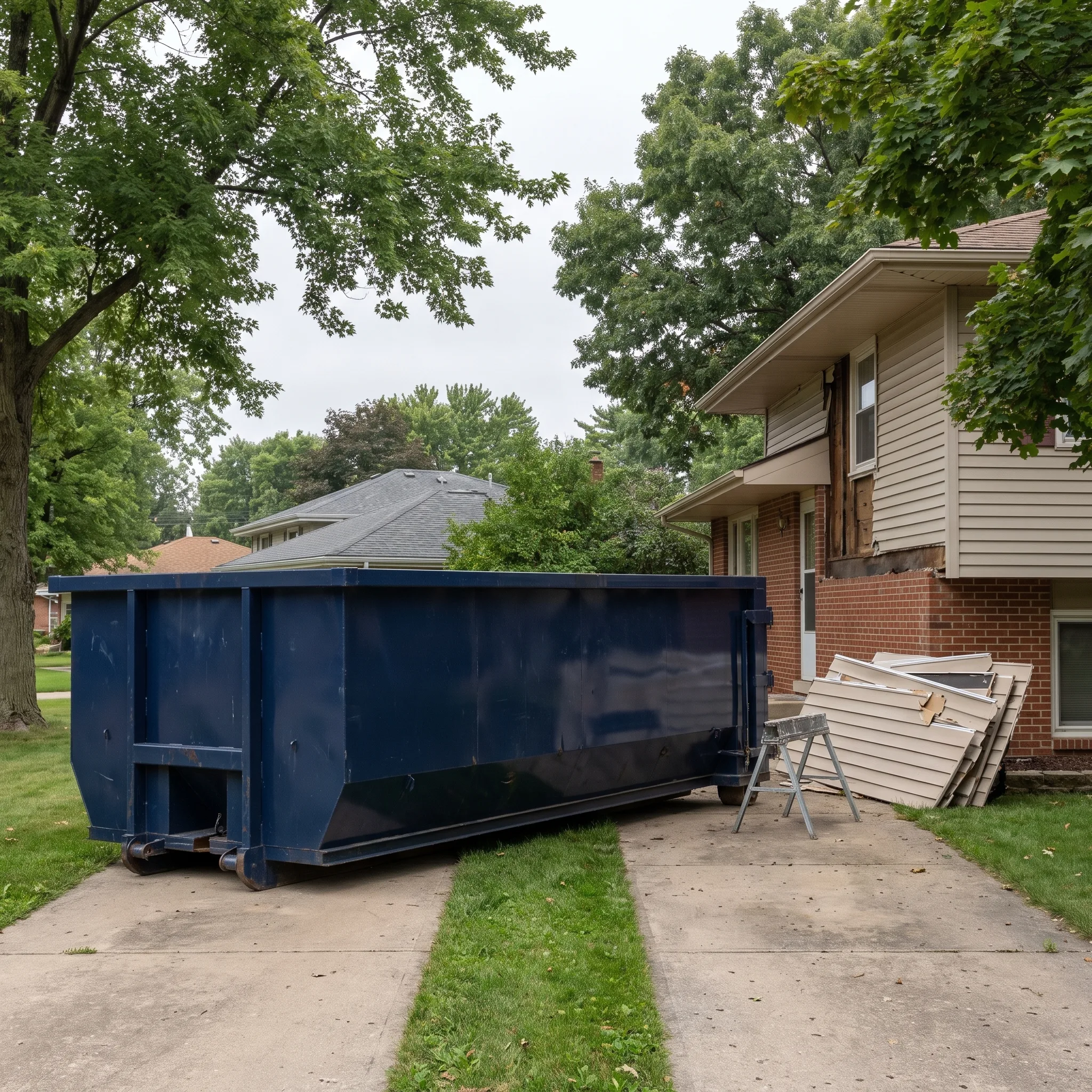 Dumpster on a Decatur County, IN job site