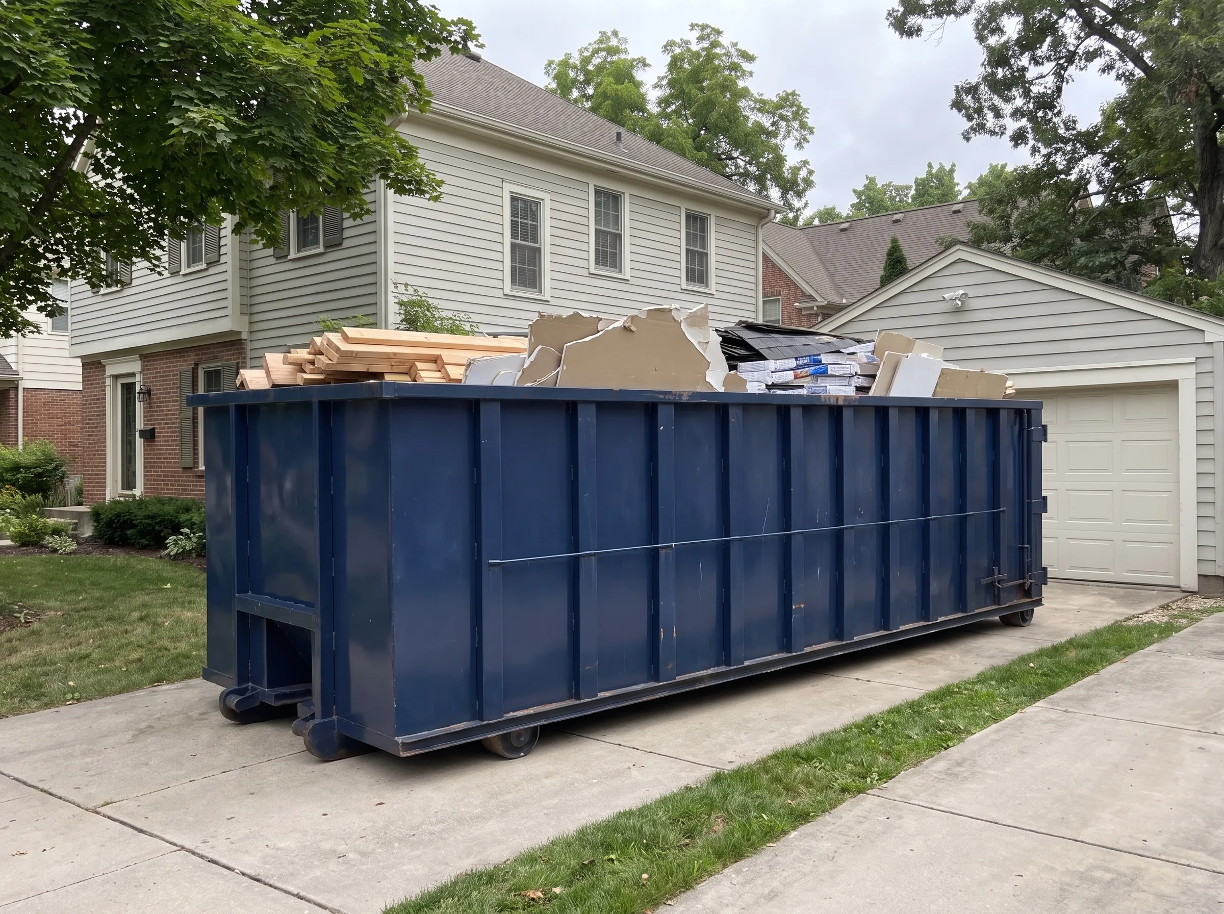 Roll-off dumpster being loaded in Decatur County, IN